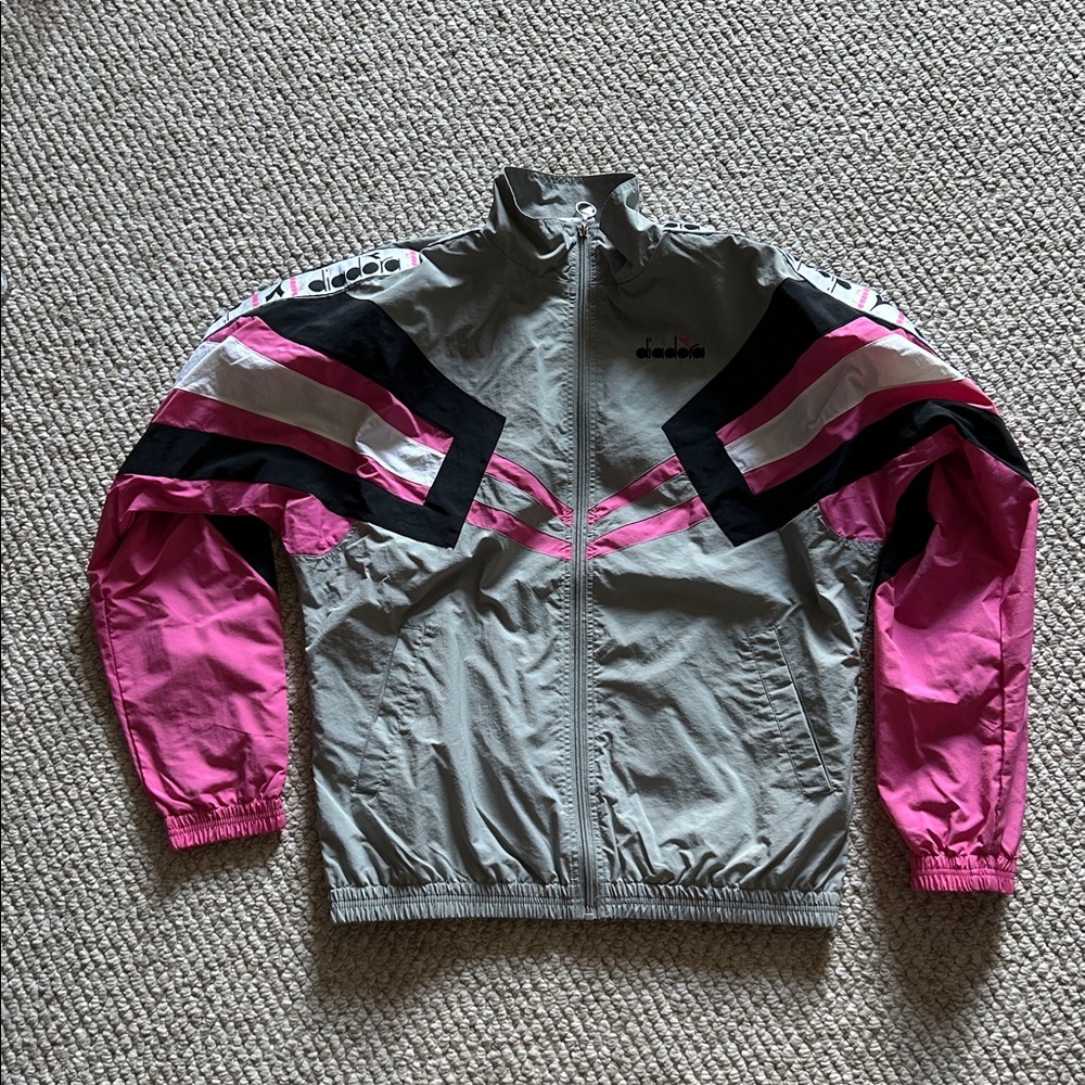 Diadora Gray and Pink Track Jacket